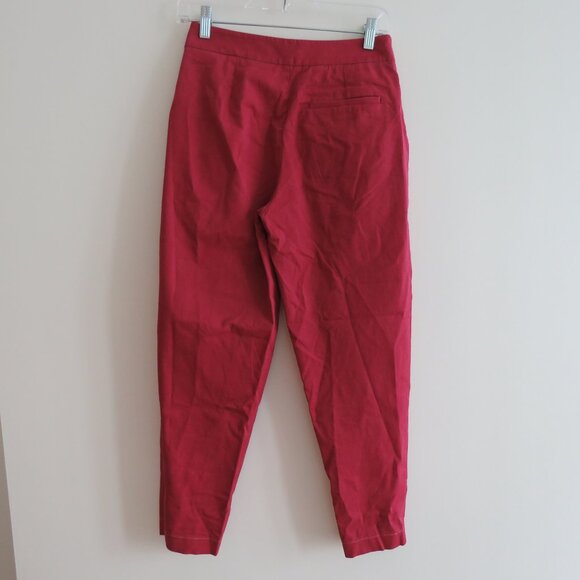 ANTHROPOLOGIE EXQUISE Barrel Leg High Rise Chino Pants in Cedar Red Sz XS Petite - Picture 7 of 11